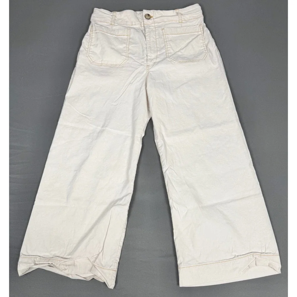 Maeve The Colette Pants Women's 31P Cream High Rise Wide Leg High Rise Crop